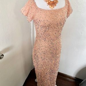 Miss Ord Sequin Dress, Size XL, Peach Color